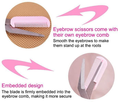 Stainless Steel Eyebrow Shaping Cut Scissors Comb Hair Remover