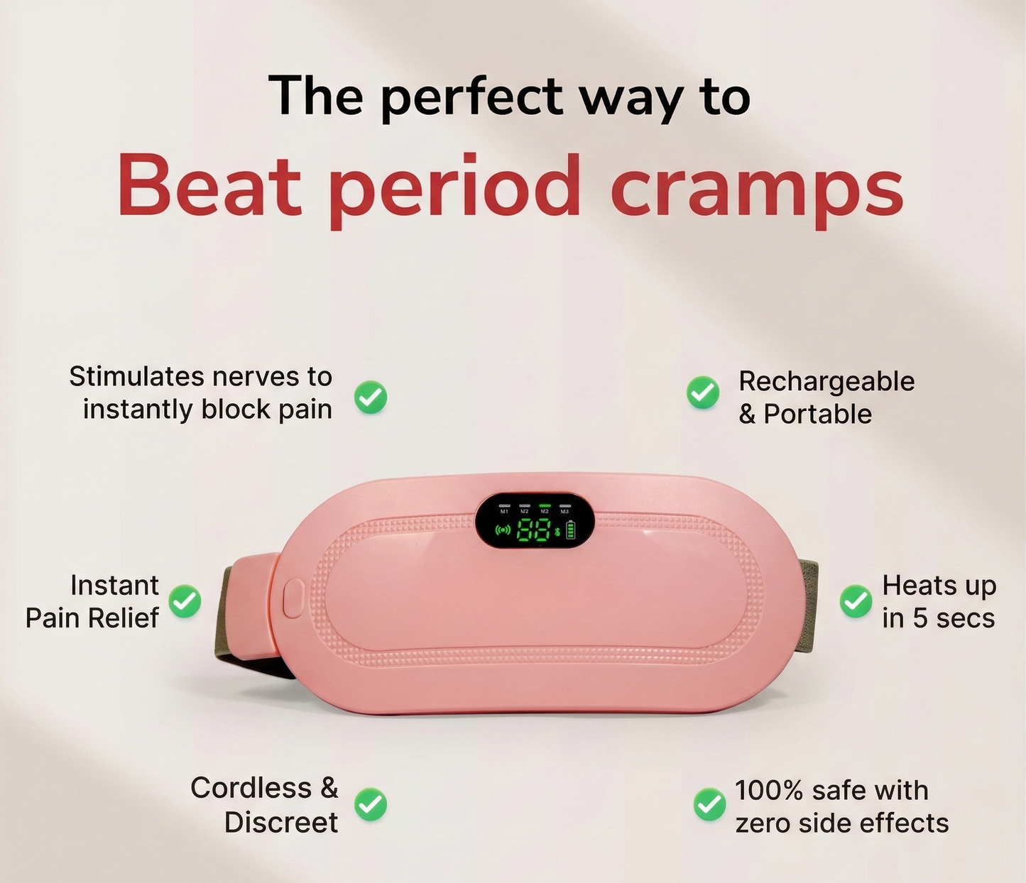 Portable Cordless Menstrual Heating Pad Belt for Women